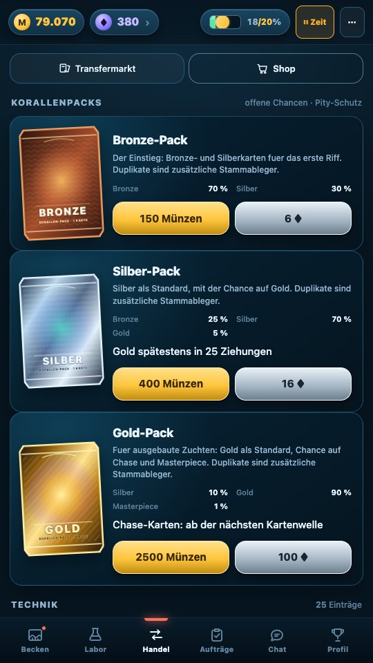 Korallen sammeln und Packs entdecken